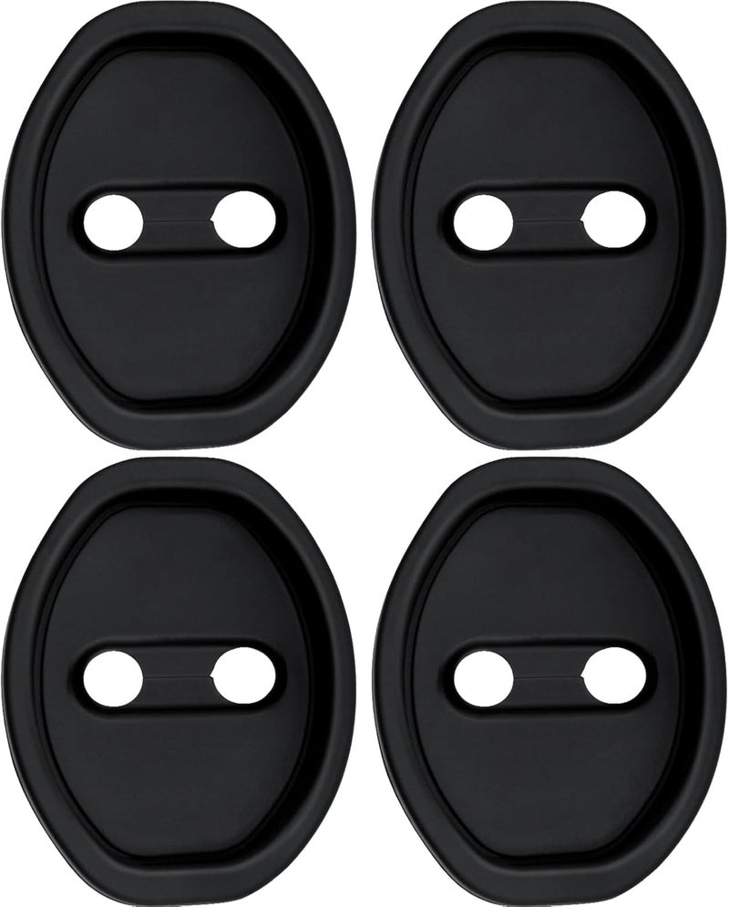 FOJOO Car Door Latch Cover – 4PCS Universal Silicone Lock Protector, Noise Reduction, Shock Absorption, Dust & Rust, Self-Adhesive Door Lock Latch Protector Car Accessories for Most Vehicles (Black) - Image 1